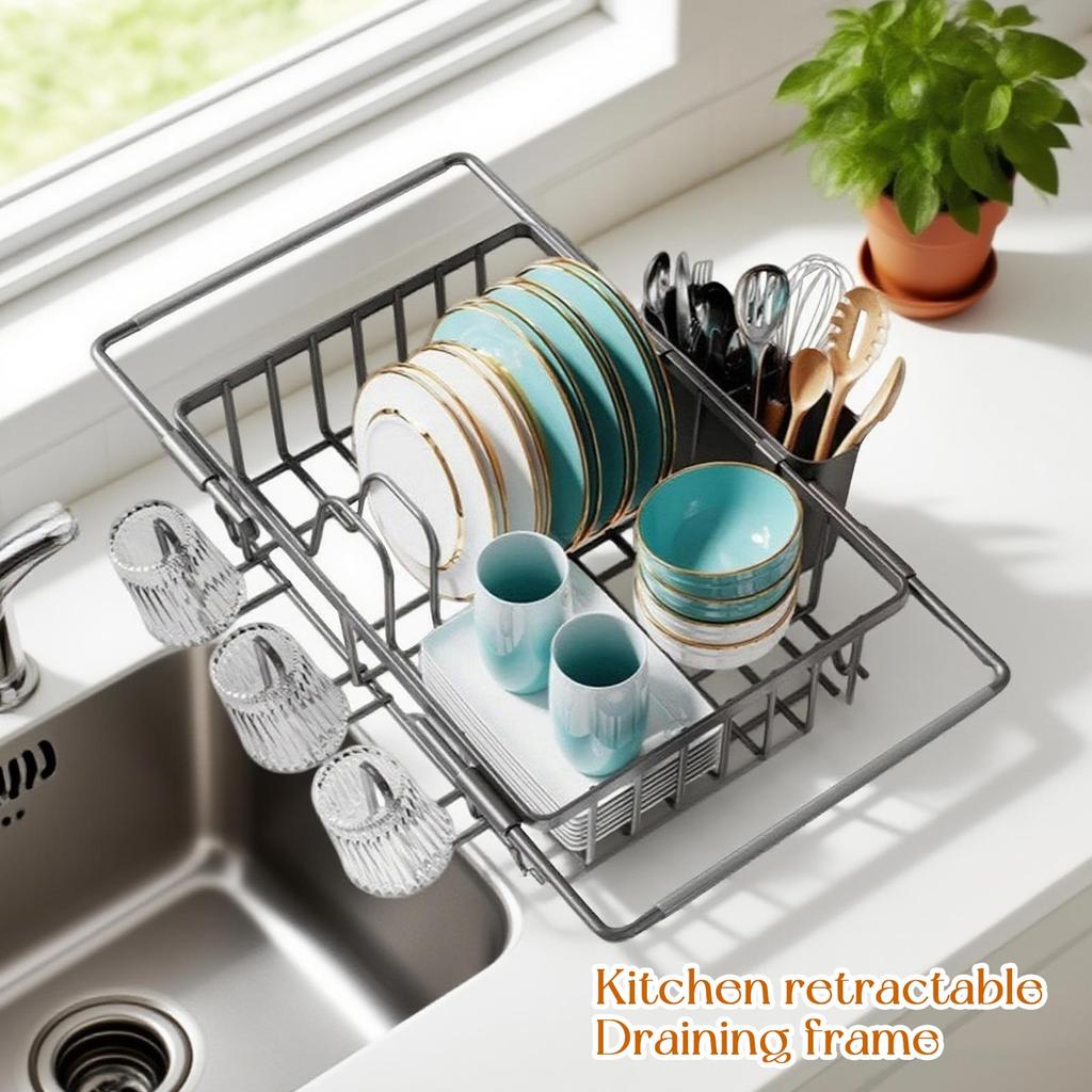 Dish Drying Rack In Sink, Expandable Stainless Steel Dish Drainer For Kitchen Sink