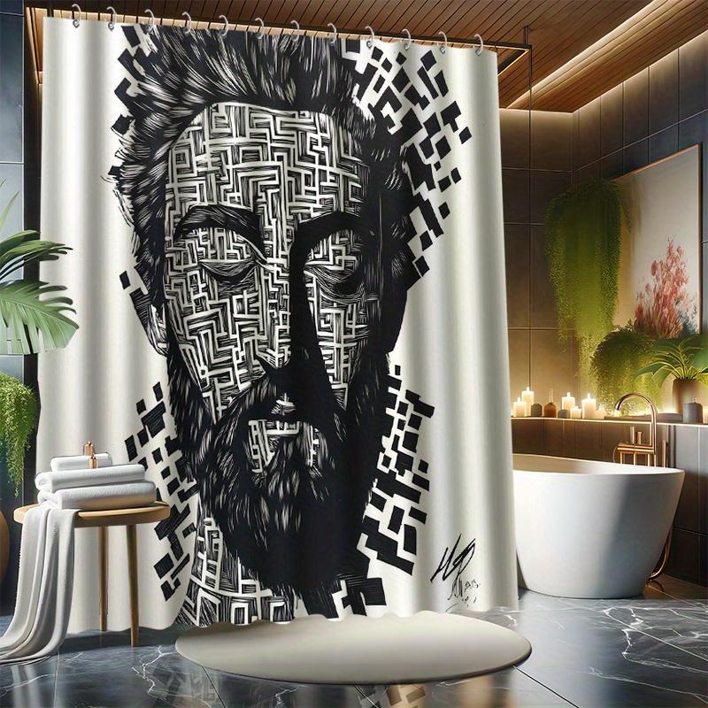 

Современный Арт Лабиринт Портрет Набор Штор для Душа - Водонепроницаемый Полиэстер, Фантазийный Абстрактный Дизайн, Всесезонный Декор для Ванной W90XH180cm