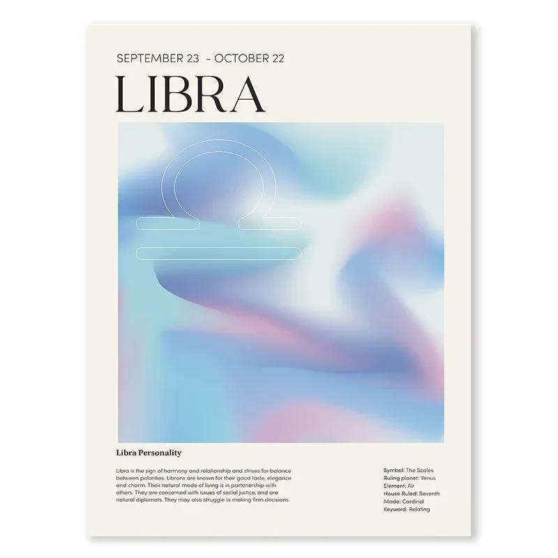 Painting Astrology Gradient Aura Zodiac Poster Horoscope Pictures for Living Room Decoration Constellation Wall Art Canvas