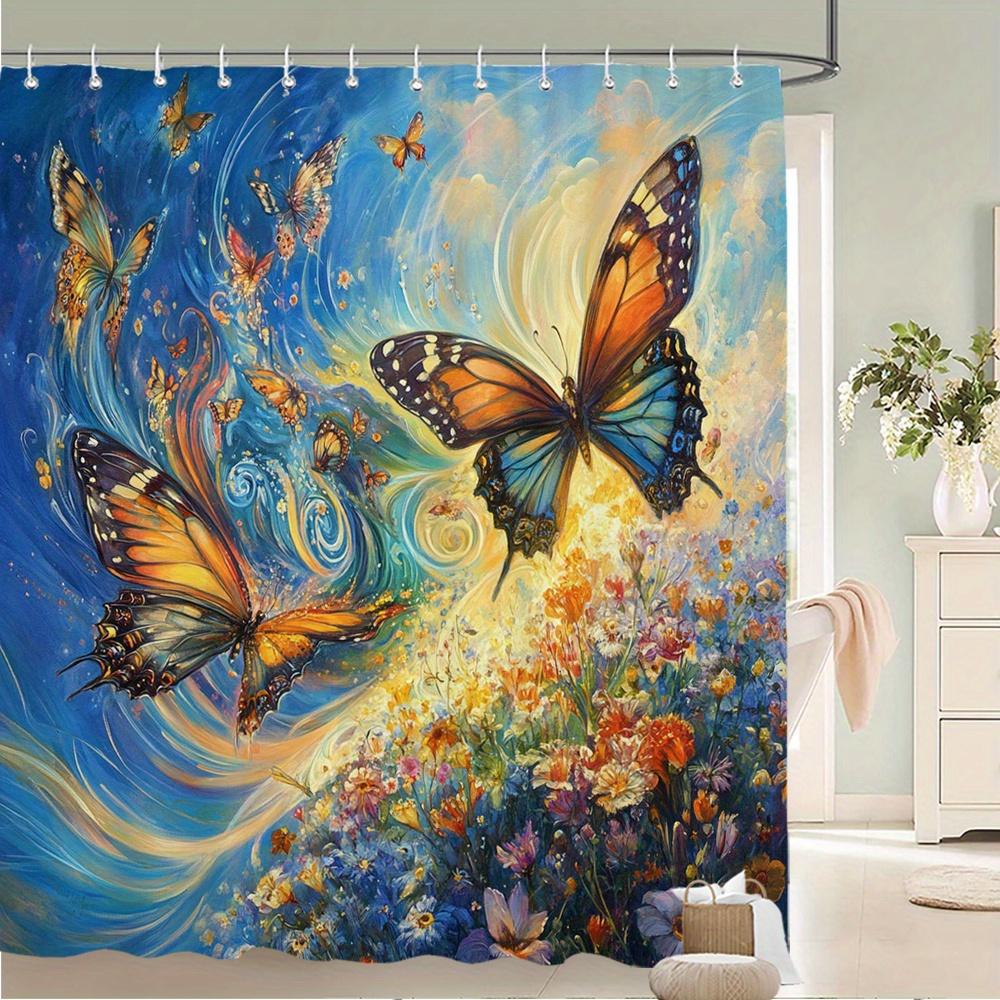 

Vibrant Butterfly Garden Waterproof Mildew-Resistant Shower Curtain - Artistic Design for a Magical Bathroom Décor Experience W90XH180cm