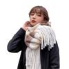 1116 Scarf Women's Autumn and Winter Classic Circle Yarn Color Matching Fashionable Color Plaid Oversized Shawl Thickened Warm Scarf