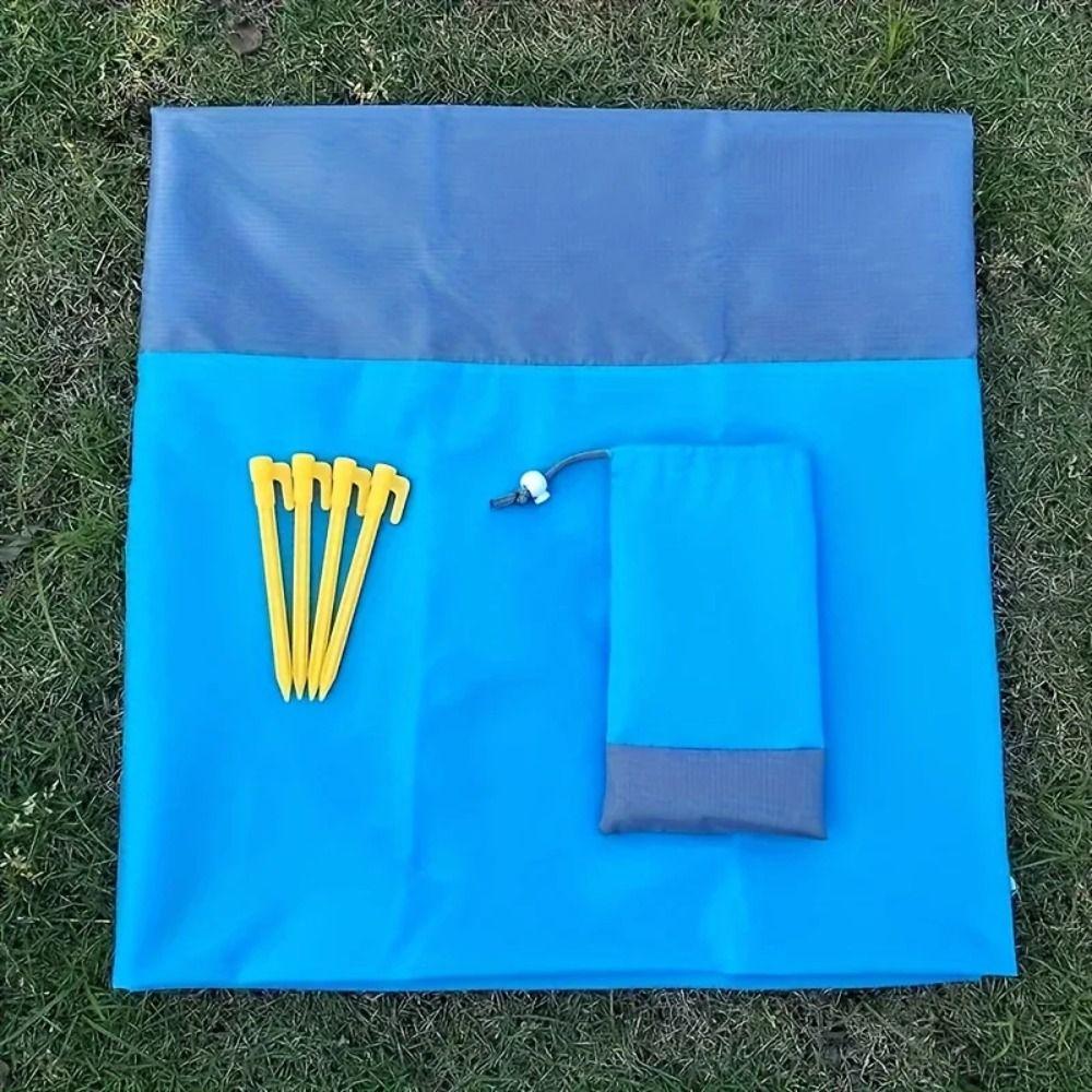 210x200cm Lomme Strandteppe Sammenleggbar Sandstrandmatte Campingmatte for Utendørs Camping Reise