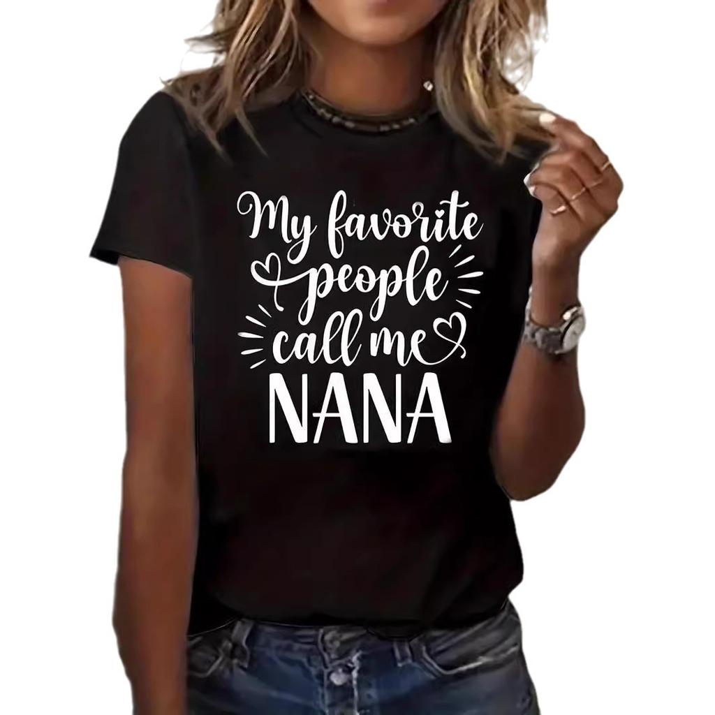 European and American Summer Fashion Women's Letter Print Women's Clothing Classic Fashion Short-sleeved Crew Neck Top