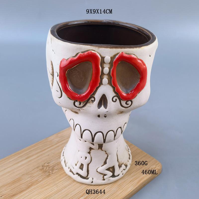 Skull Cup Pirates Of The Caribbean Tiki, Hawaiian Cocktail Cup, Ceramic Cup Totem Cup Bar Tiki Cup 400ml