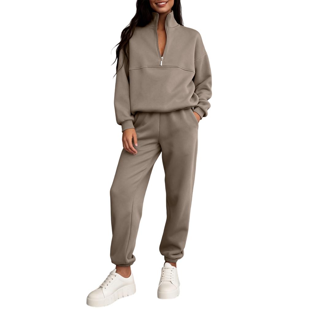 Damen 2-teiliges Farb-Freizeit-Sportbekleidungs-Set mit langen Hosen