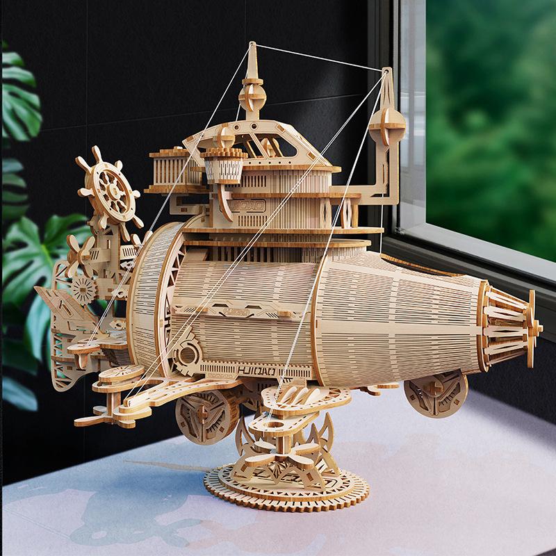 3D Wooden Puzzle Pirate Ship & Starship Model Kit - DIY Creative Assembly Toy for Kids, Gifts, Decor