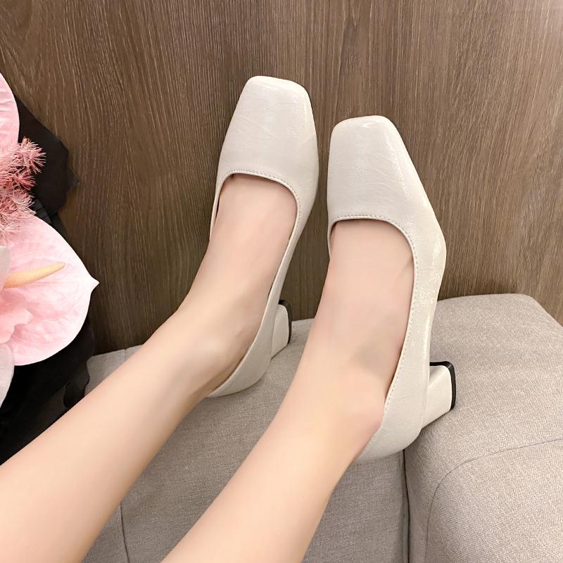 Fashion 2025 Autumn Korean Version Fashion New Square Head Thick Heel High Heels Elegant Light Mouth Black Single Shoes Women Shoes