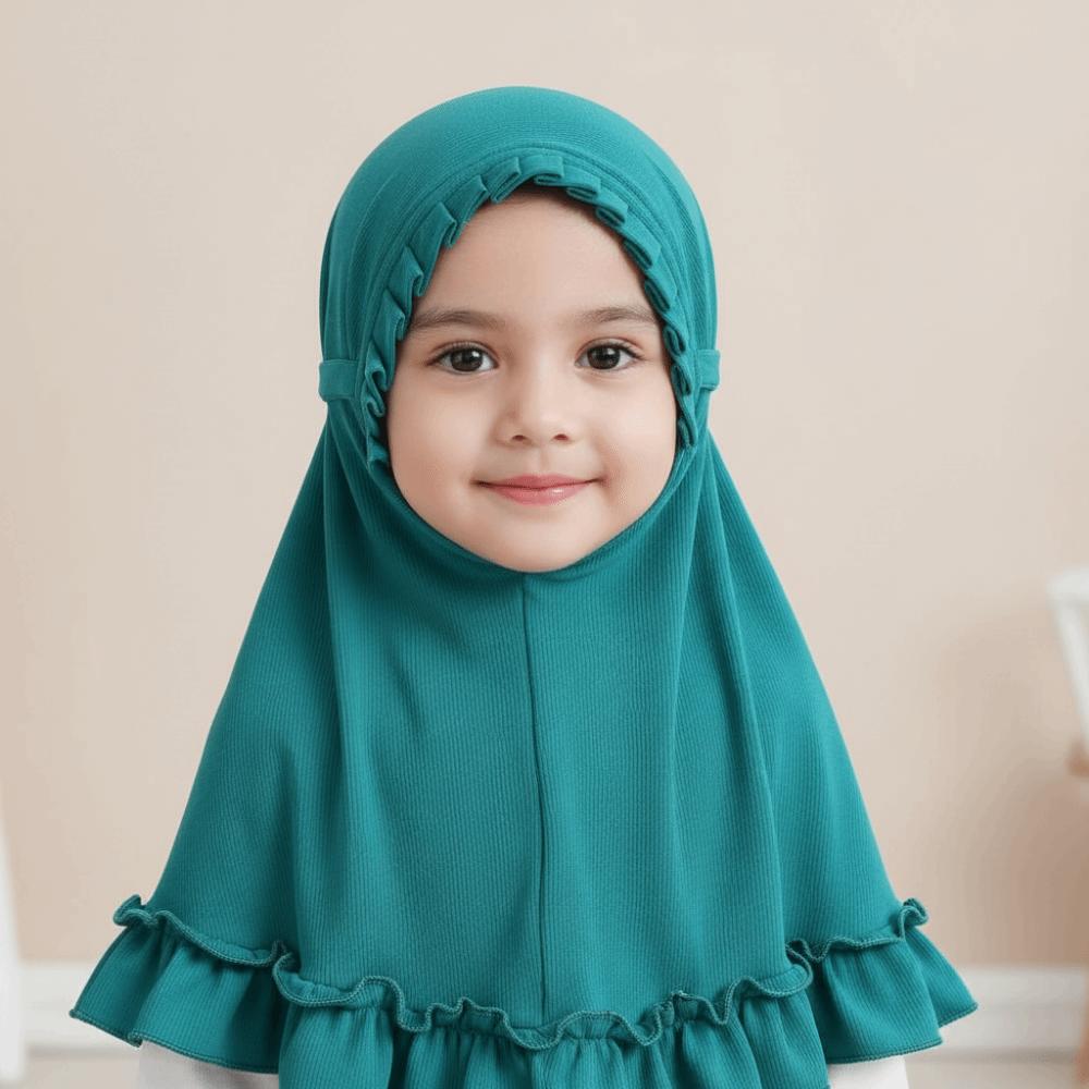 Solid Color Girls Muslim Hijab Crinkles Texture Floral Islamic Head Scarf Hair Accessories