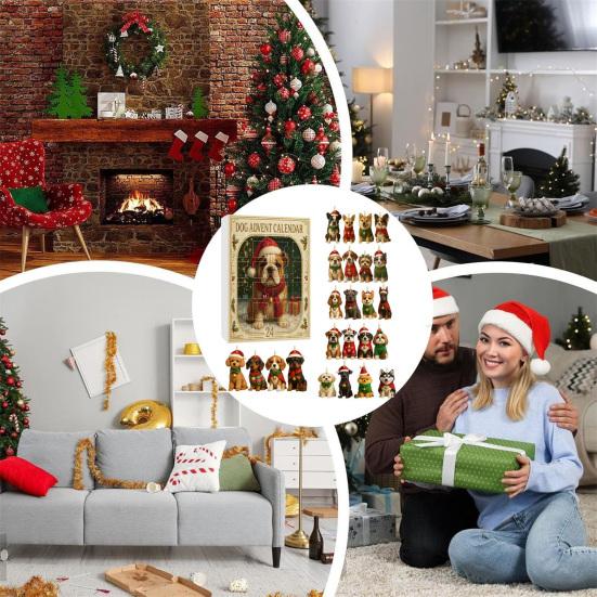 Dog Advent Calendar 2025 24 Days Christmas Countdown Calendar with Acrylic Animal Pendant 24