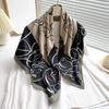New Retro Printed Elegant 90cm Twill Fabric Stole Flower Sunscreen Wrap Square Scarf For Women