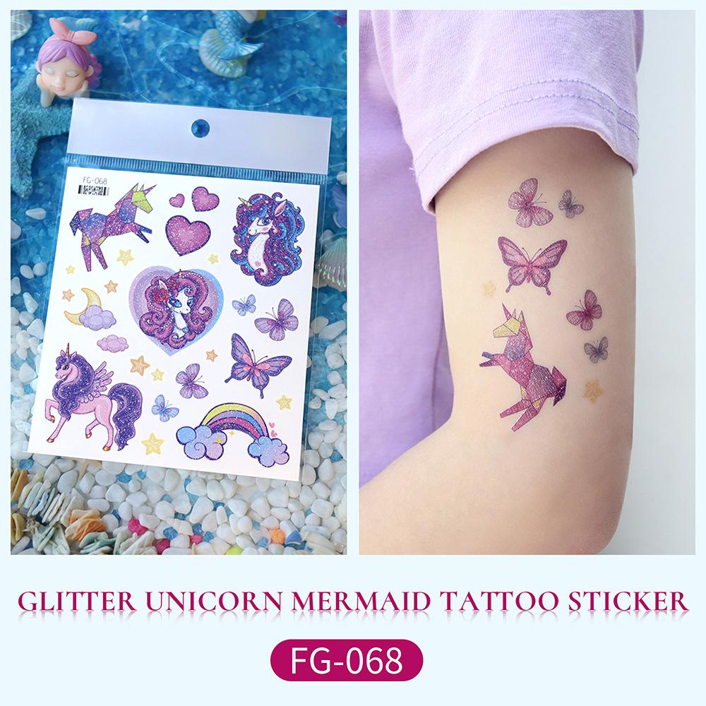 Children's Glitter Mermaid & Unicorn Waterproof Tattoo Stickers