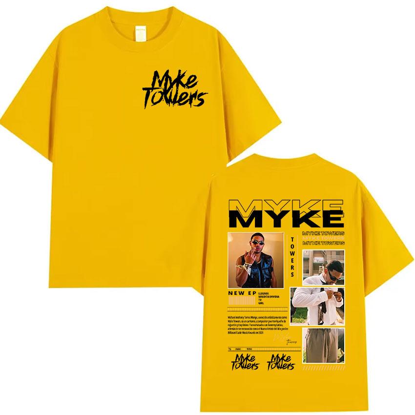 Rapper MYKE TOWERS Album 2025 Retro Graphic T Shirts Mens Hip Hop Pop Music Clothing Tshirt Man 100 Cotton Short Sleeve Tees