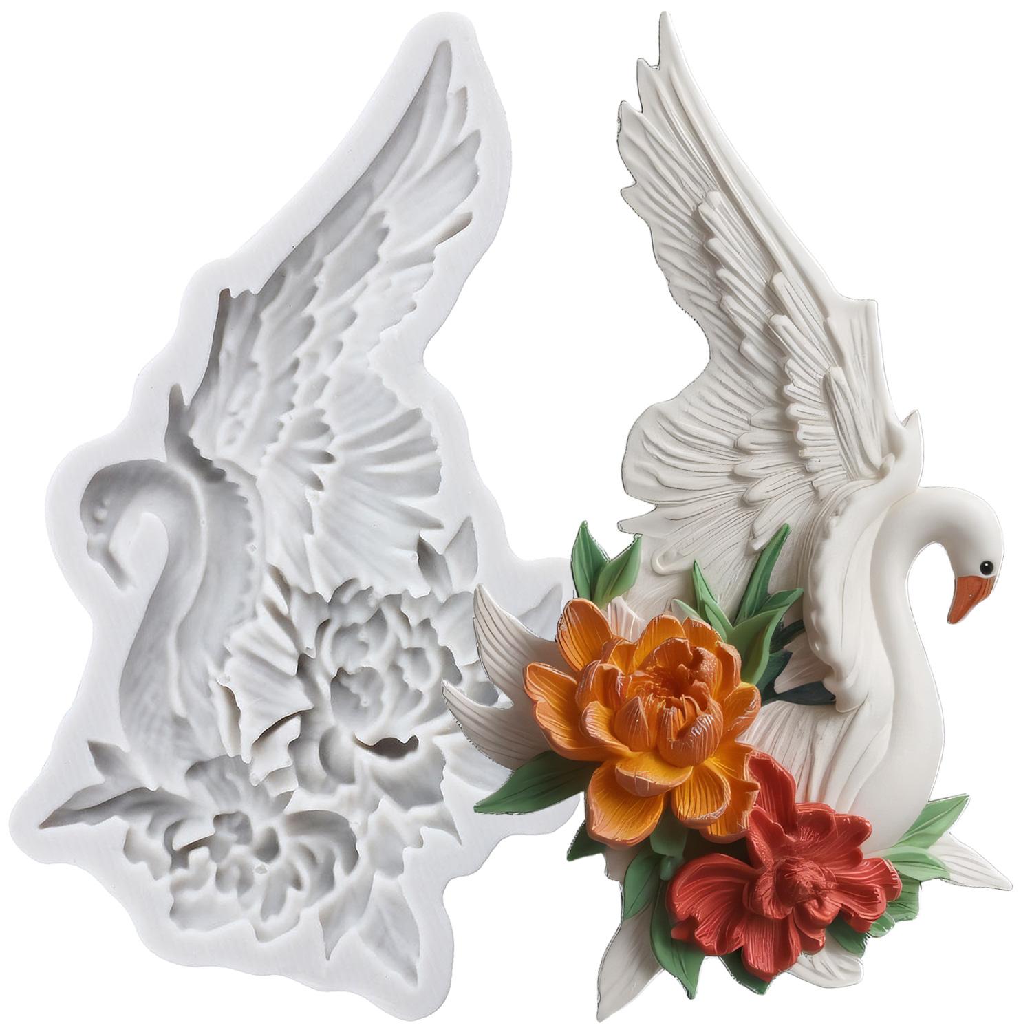 

Swan Silicone Mold Swan Flower Fondant Molds Cake Decorating Tools Theme Cake Dessert Decorated Chocolate Candy Mold сірий колір