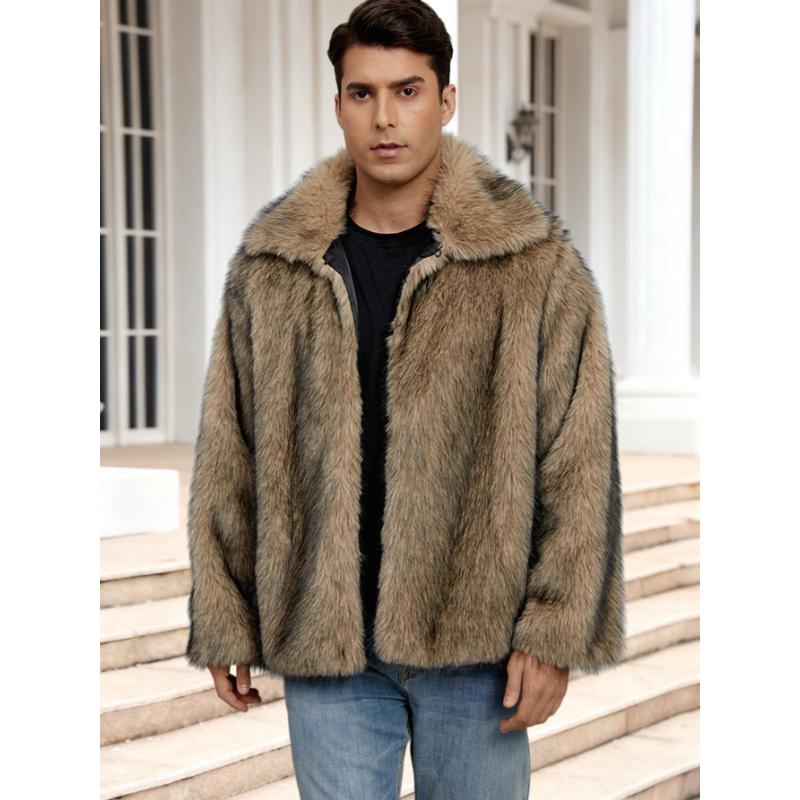 

Мужское пальто из искусственного меха, зимние куртки, ветрозащитные, пушистые, роскошные, с лацканами, пальто, куртка из искусственного меха с карманами, теплая, пушистая, тренч, куртки из искусственного меха для мужчин M
