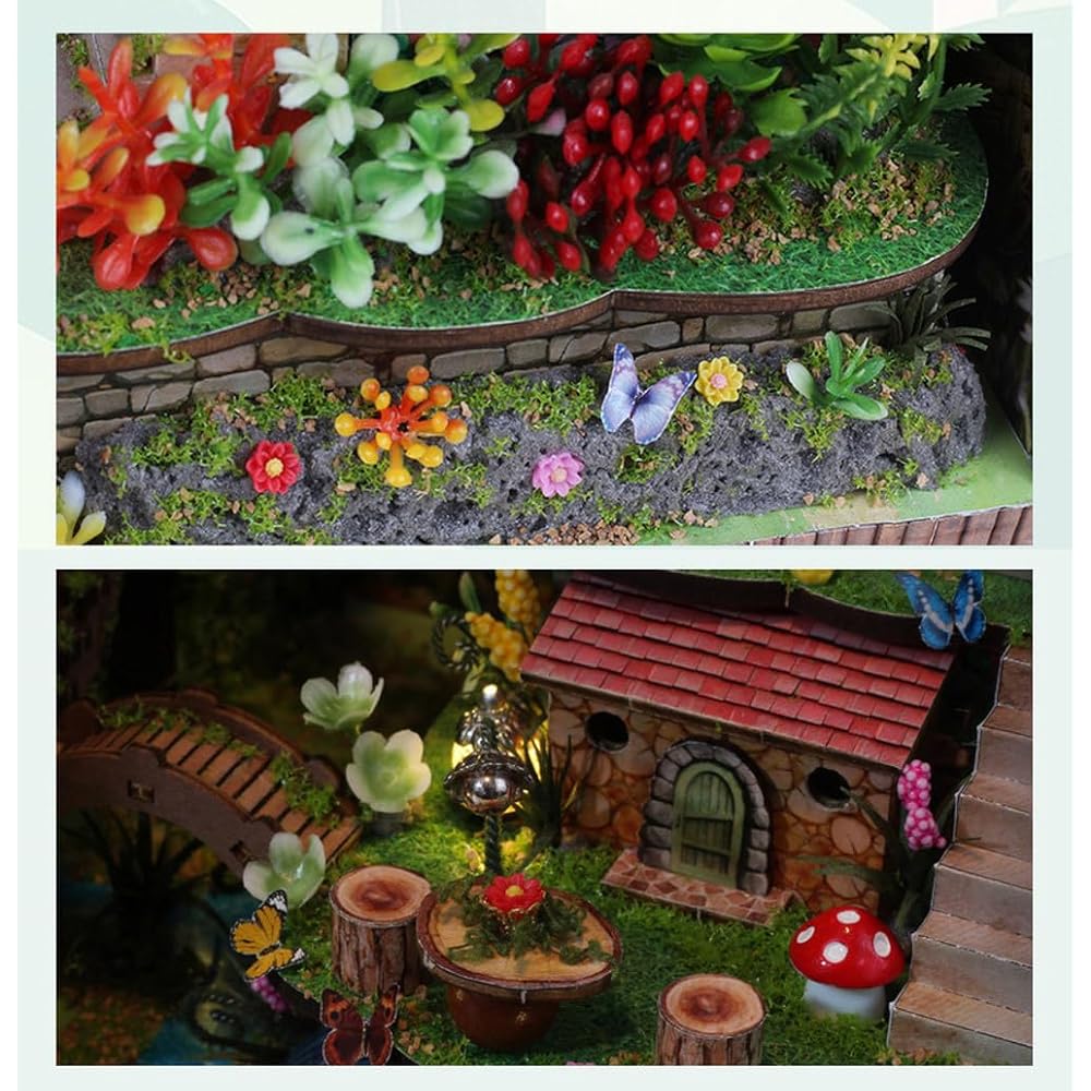 Moin Moin Dollhouse Miniature DIY Kit Sakura Forest House 1/24 Scale with LED Light and Music Box Home Decor Model