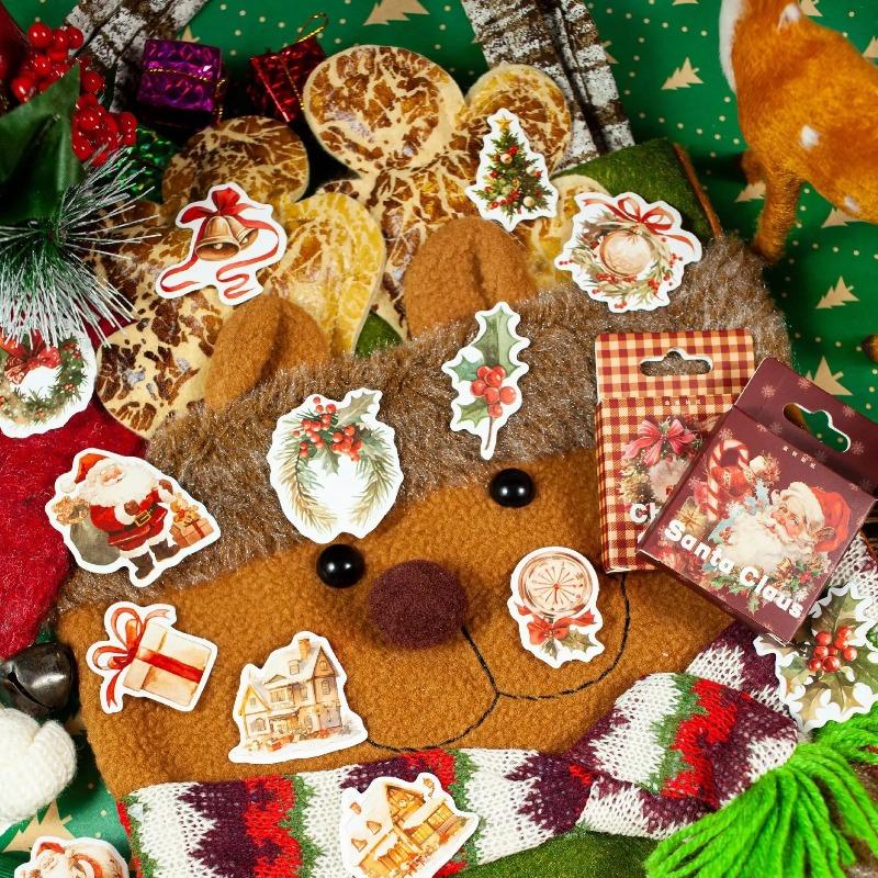 45Pcs/box Merry Christmas Series Decorative Box Stickers Scrapbooking Stick Label Diary Stationery Album Blessing Sticker