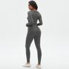 Seamless Yoga Suit Set, High Waisted And Hip Lifting Peach Pants, Tight Fitting Long Sleeved Top, Running And Fitness Two-Piece Set For Women