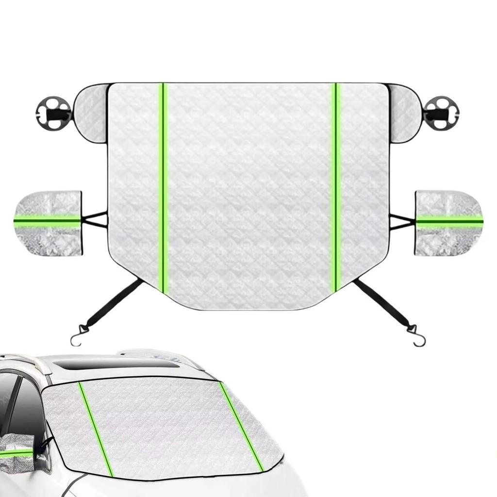 Car Windshield Snow Cover Thickened Insulated Front Window Snow Protector Winter Frost Shield with Side Mirror Covers and Adjustable Straps