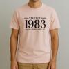 Born In 1983 T-Shirt: Funny Birthday Soft Cotton Shirt with Custom Date - Gift Tee for Men or Women - All Original Parts - S74