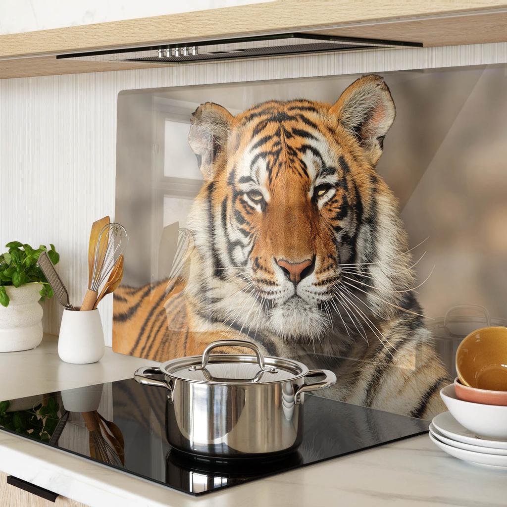 Decorative Glass Kitchen Chopping Board Bengal Tiger 80x52 cm