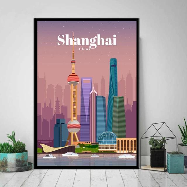Vintage Retro Travel City Map Canvas Wall Art Berlin Singapore Hong Kong Classic Posters for Home Living Room Decor