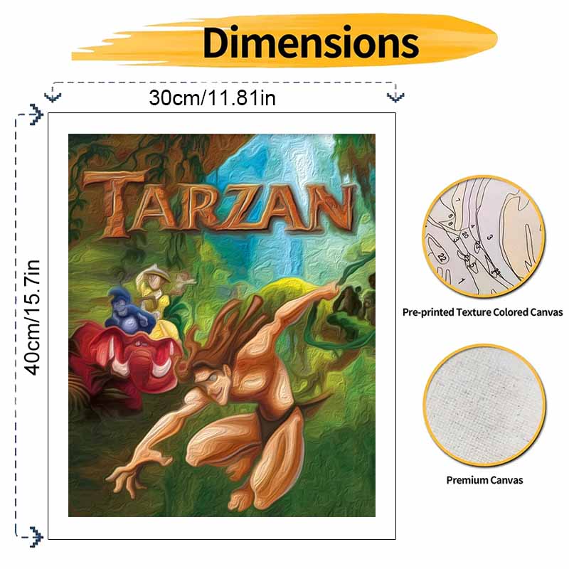 Disney oil painting painting art Tarzan forest jungle scenery handmade diy painting home decoration gift