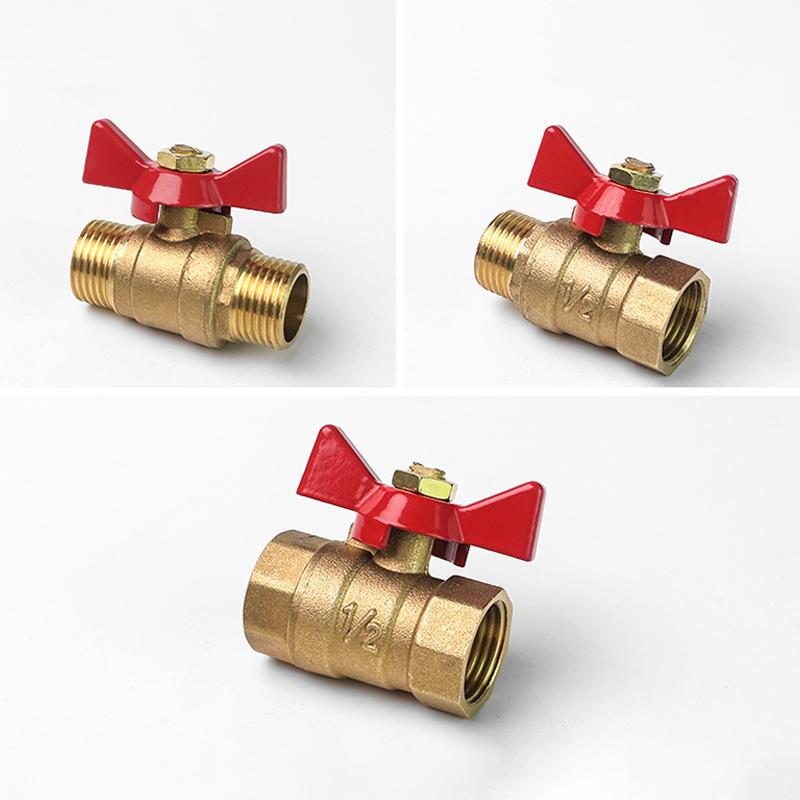 1pc Butterfly Stem Brass Ball Valve 1/4" 3/8" 1/2" BSP Threaded Male To Female Air Compressor Water Gas Oil Shut Off Valve