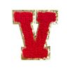 Red A-Z Chenille Embroidery Letter Patches, 5cm Self-Adhesive for DIY Clothing.