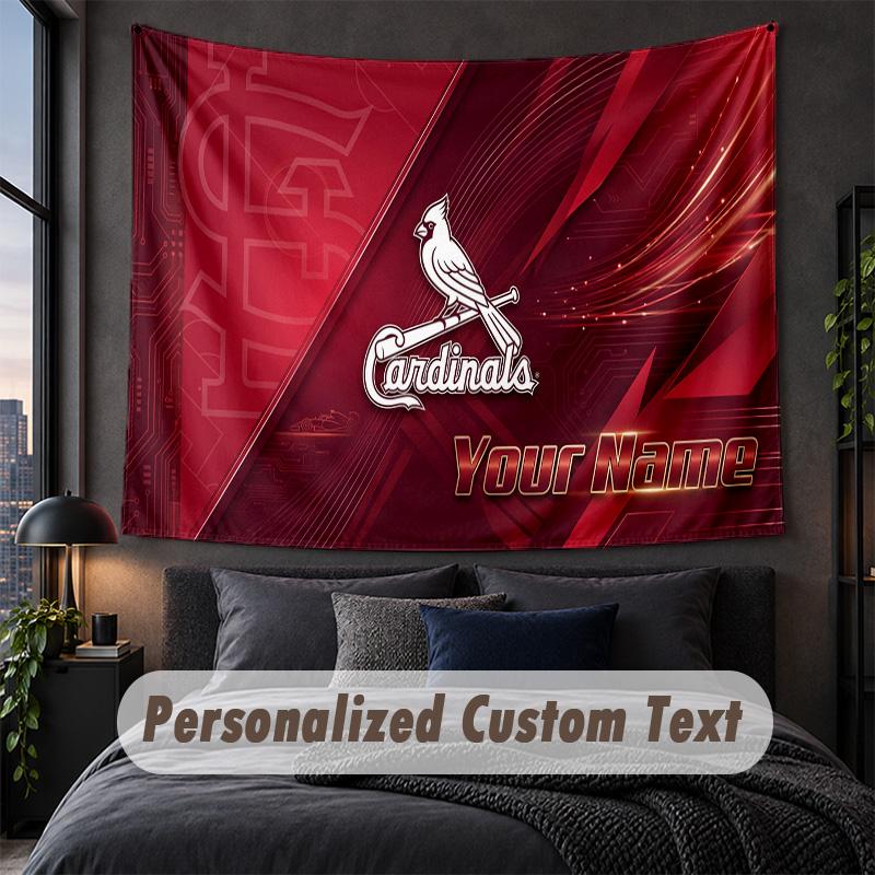 Custom Name Text Tapestry,St. Louis Cardinals Decorative Wall Hanging, Background Tapestry For Home Bedroom
