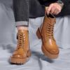 New Men's Boots Winter Trendy High Top Work Boots Genuine Leather Work Boot for Men Shoes High Quality Men Boots