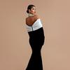New Sexy Bandage Dress Temperament Contrasting Colors Heavy Industry Ordering Diamond Evening Dress Elegant One-word Shoulder Women's Clothing