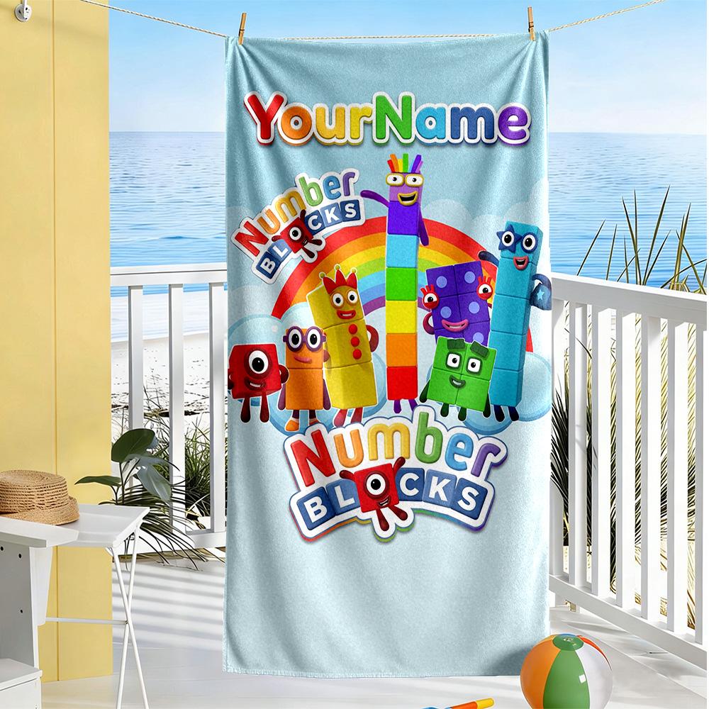 Numberblocks Customize Text Beach Towel Soft Durable Quick-Dry Suitable for Sports Travel Swimming Yoga Bathroom Beach And Pool