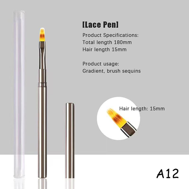 Nail Glue Phototherapy Brush UV Gel Painting Pen Nail Art Drawing Liner Brush Metal Manucure Professionnel Brushes Tools