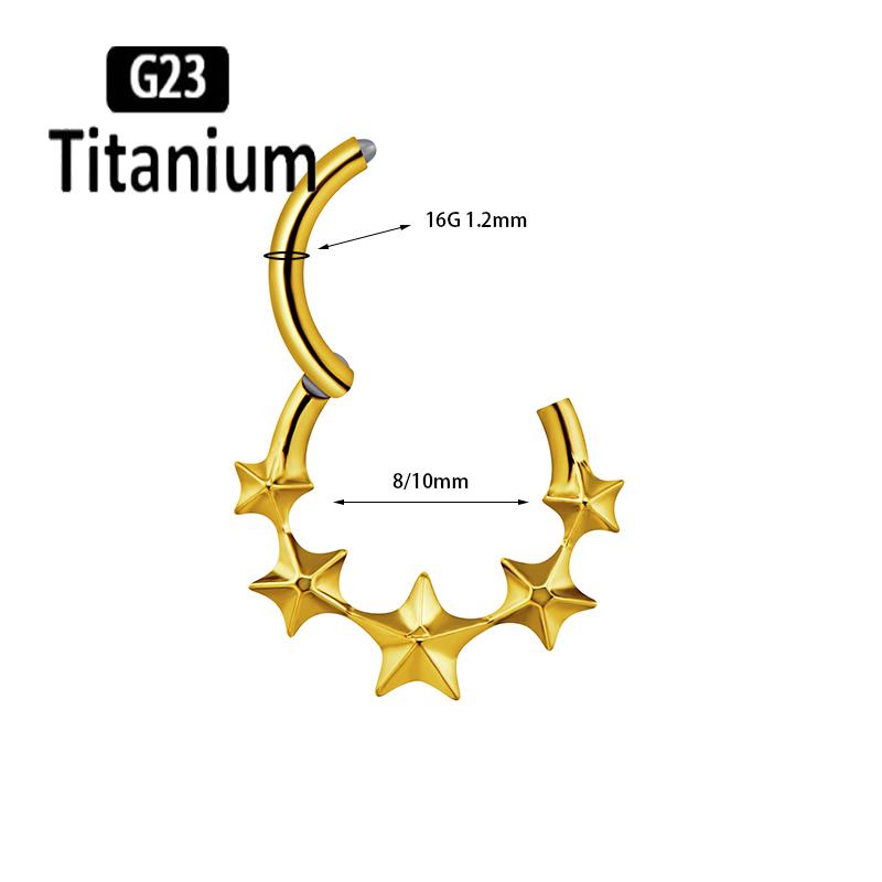 G23 Titanium Piercing Clicker Hight Segment Star Nose Rings Open Small Septum Hoops Earrings Helix Ear Piercing Body Jewelry 16G