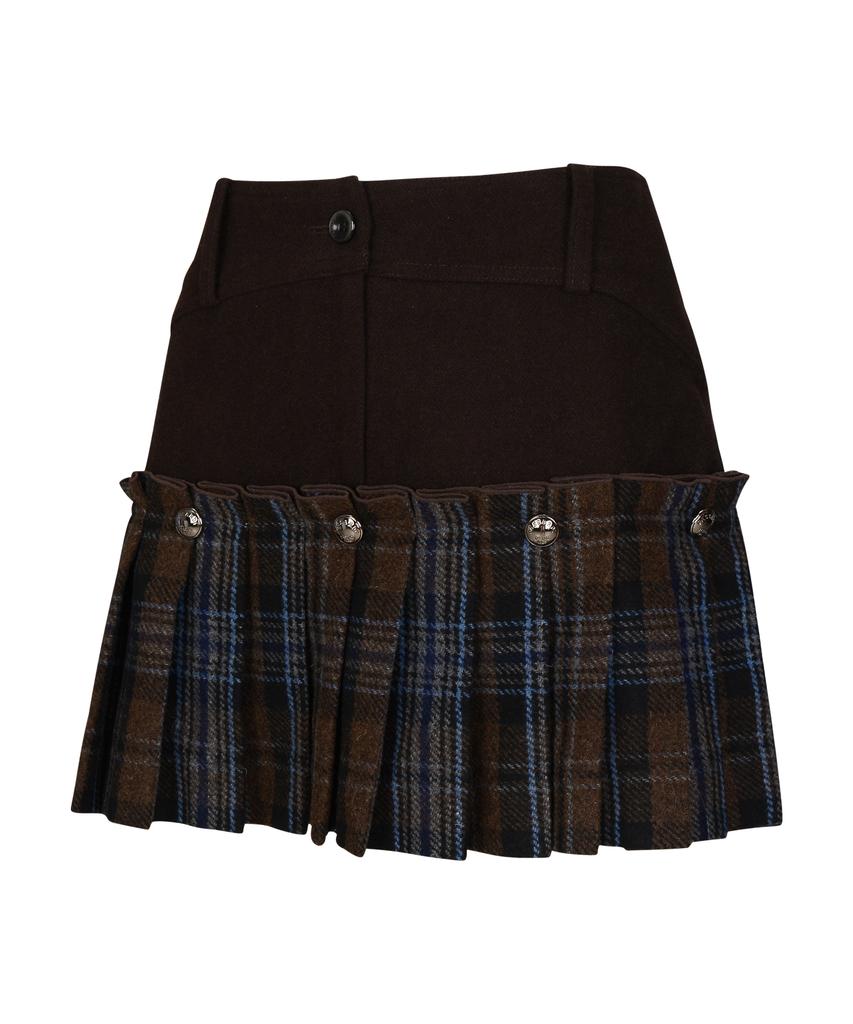 Pasadigolpeu Obi-Modified Check Pleated Skirt