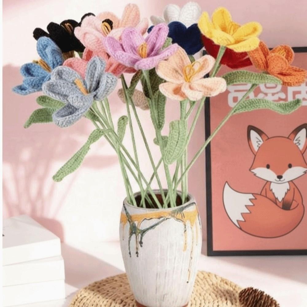 Handcrafted Crochet Crochet Flower Handmade Simulation Artificial Tulip Tulip Yarn  Mother's Day
