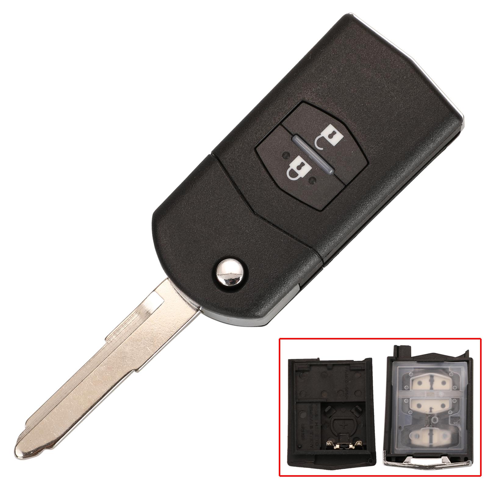 

jingyuqin 2/3 Button Remote Key Fob Shell Case Folding Flip For Mazda 2 3 5 6 CX-7 / CX-9 / MX-5 With Uncut Blade Replacement