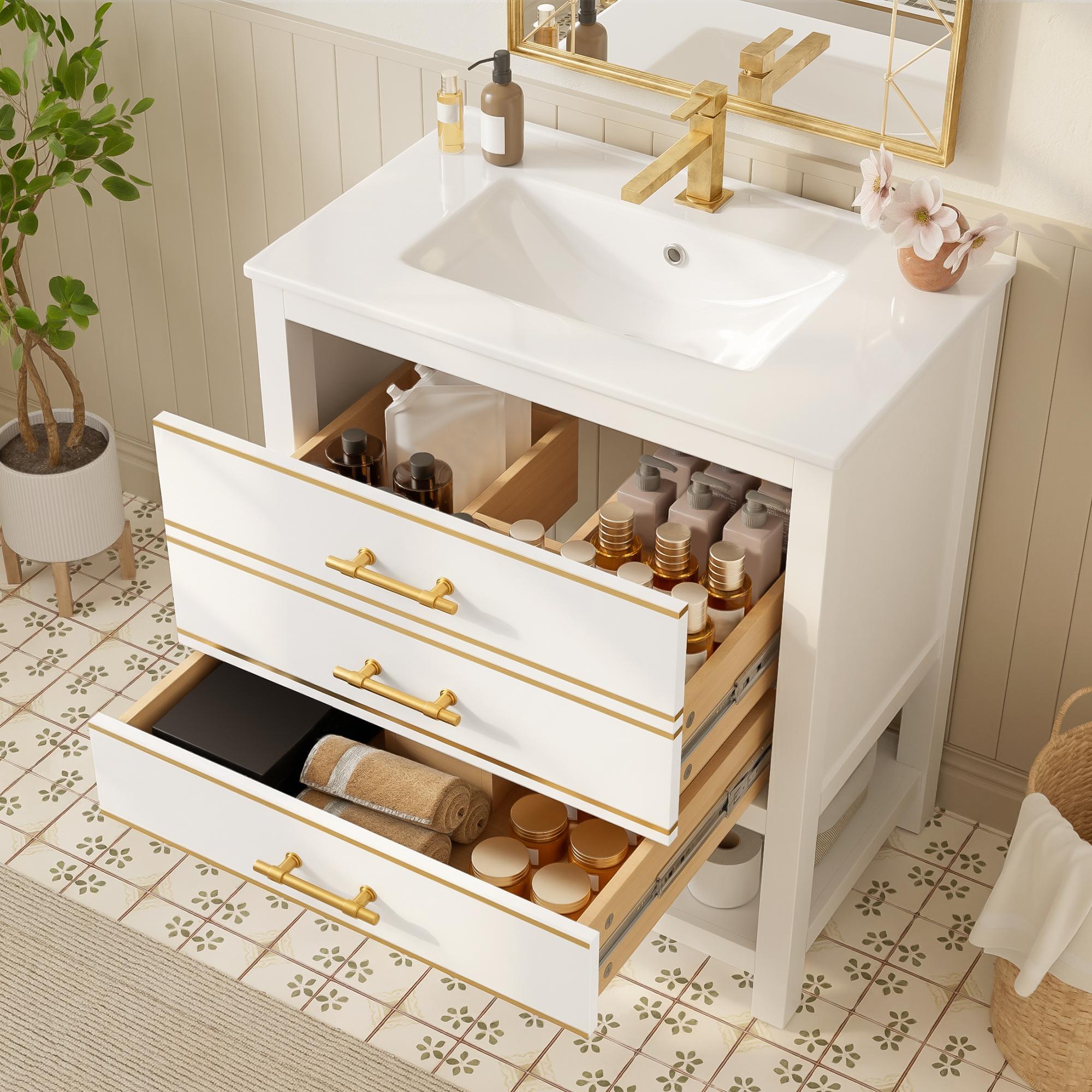 White Bathroom Vanity Unit with Ceramic
