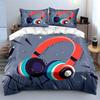 "Colorful Headphone Set for Music" Soft Skin-Friendly Bedding Set Includes 1 Duvet Cover And 2 Pillowcase Gift
