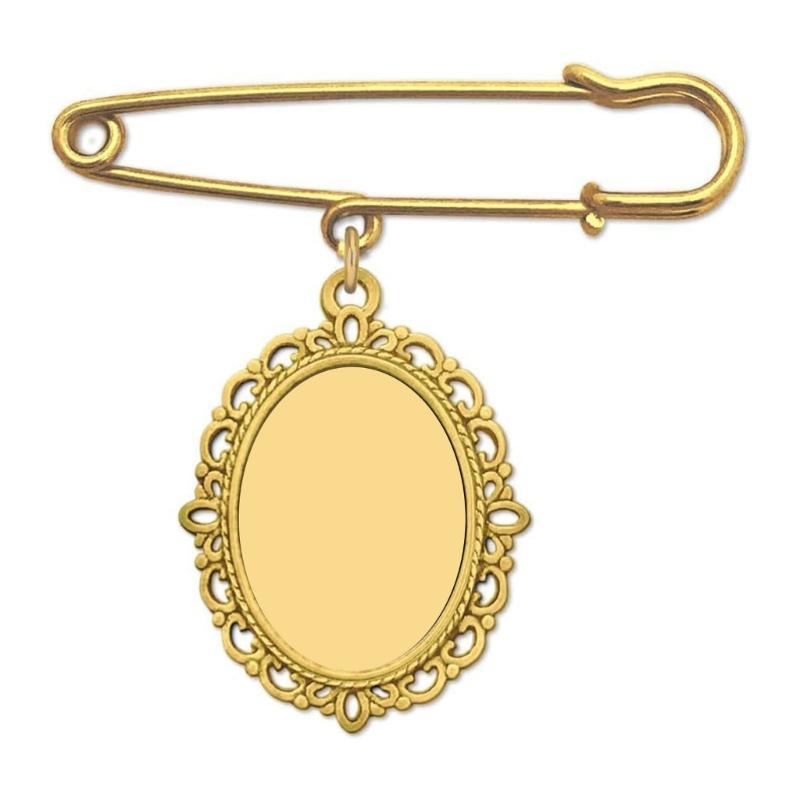 Elegant Golden Photo Brooch Pin for Memories for Hat Shirt Lapel Golden Picture Brooch Memorial Boutonniere