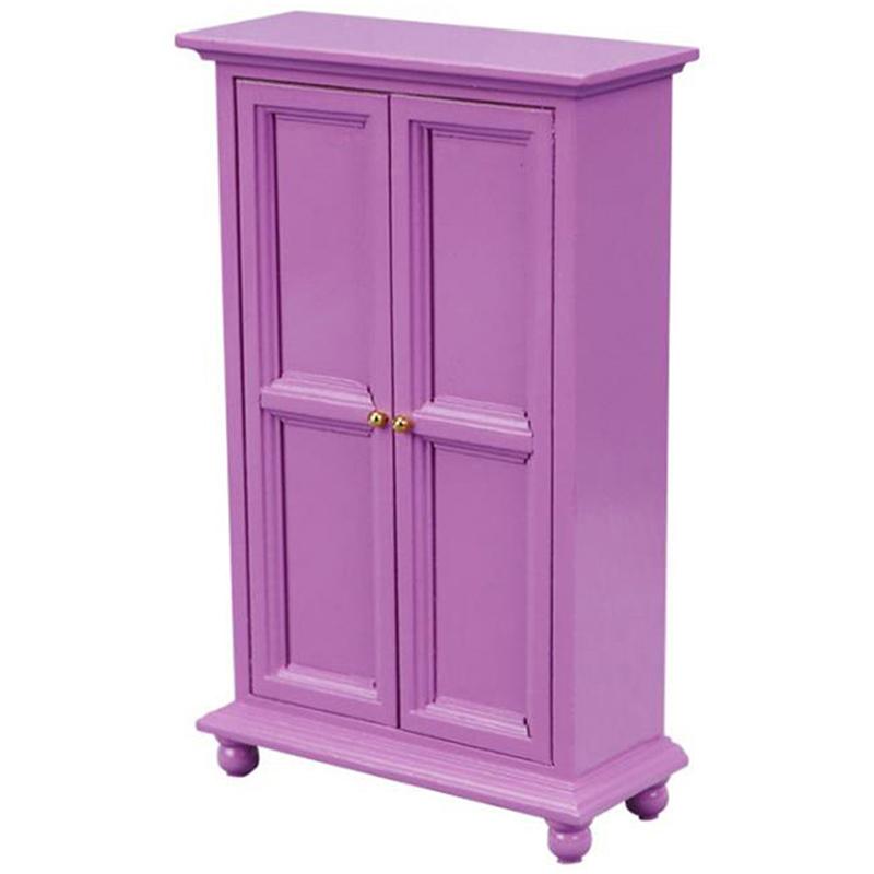 Three-door Pink Modern Wardrobe for Dolls Furniture Clothes Accessories Toys for Girls Baby Toy