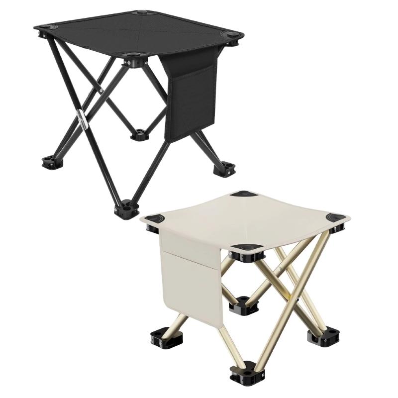 Rapid Fold Portable Stool Large Seat Water Resistant Texture Integrated Side Pocket Small for Backpacking Trip