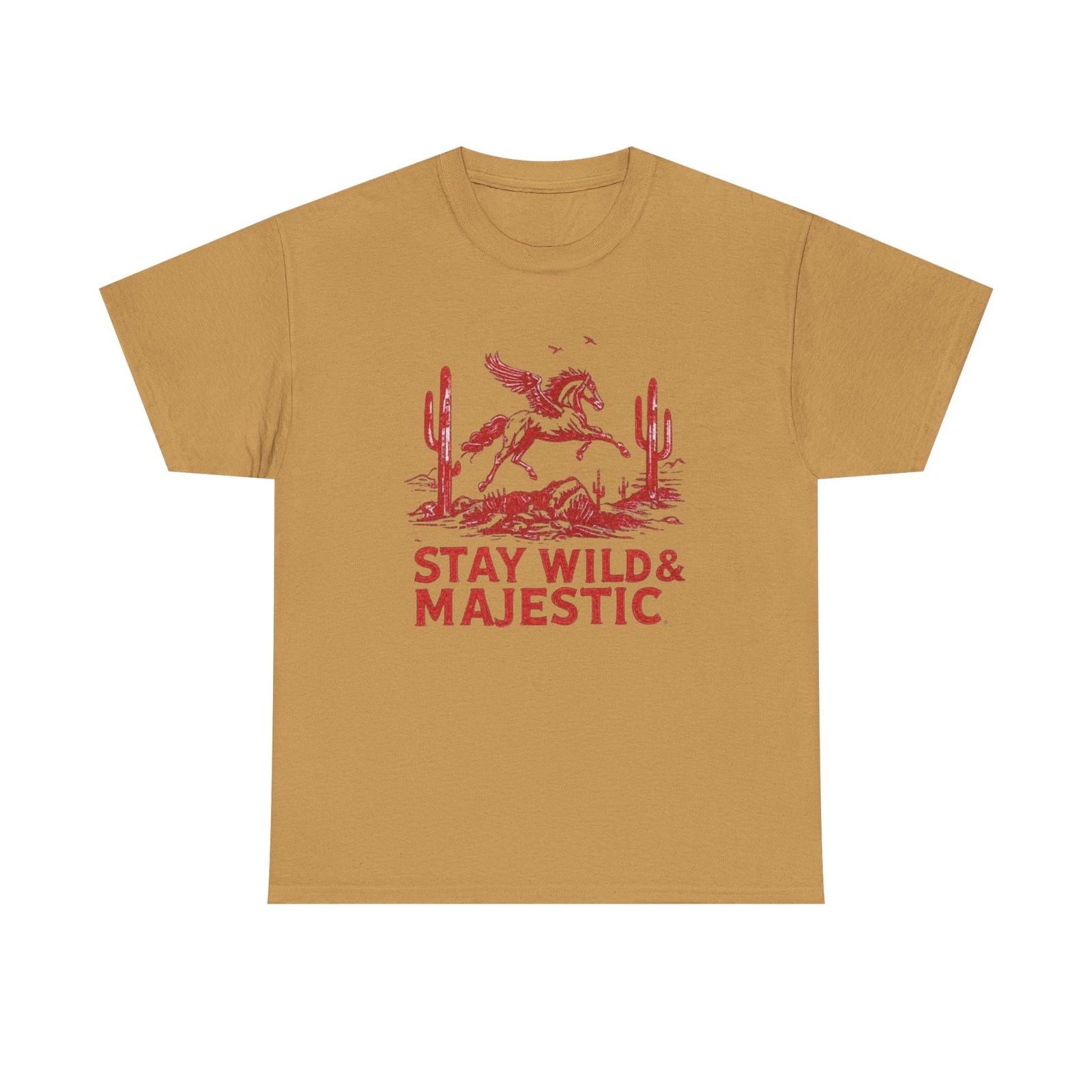 Majestic Wild Horse Tee - Stay Wild & Majestic Quote, Unisex Cotton [...] 3XL