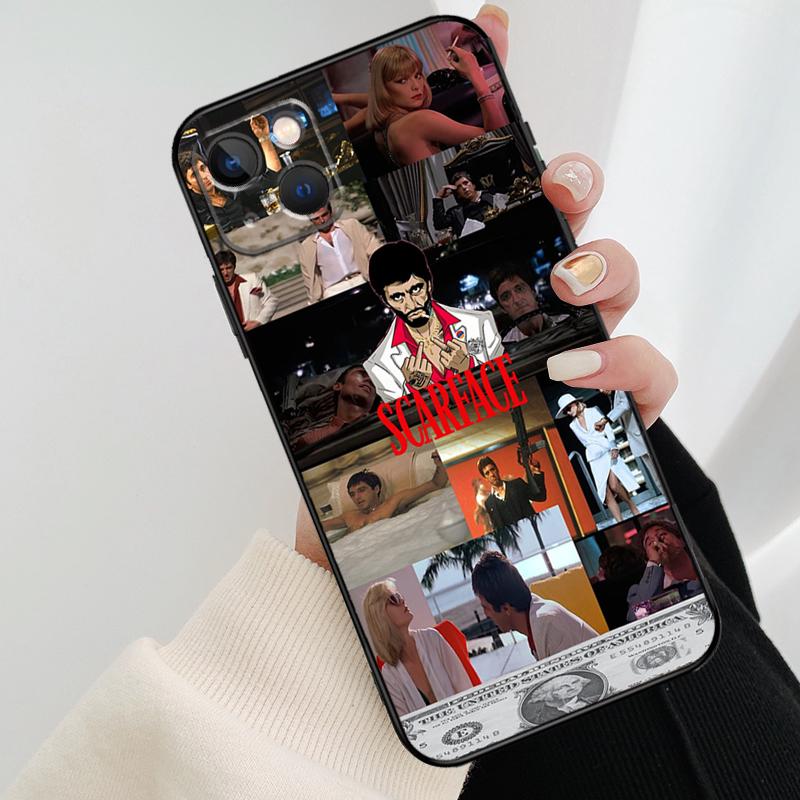 Scarface Tony Montana Phone Case For iPhone 11 12 13 14 15 16 Pro Max Mini X XR XS Max Plus Cover Funda