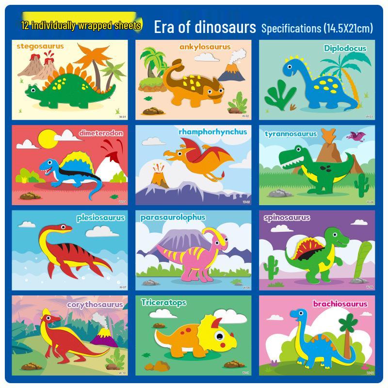 3D DIY EVA Sticker Craft Kit for Kids: One-Sided Stickers & Coloring Sheets