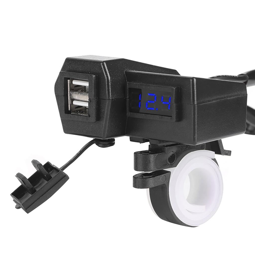   Motorcycle Dual USB   Socket Adapter with Voltmeter Display