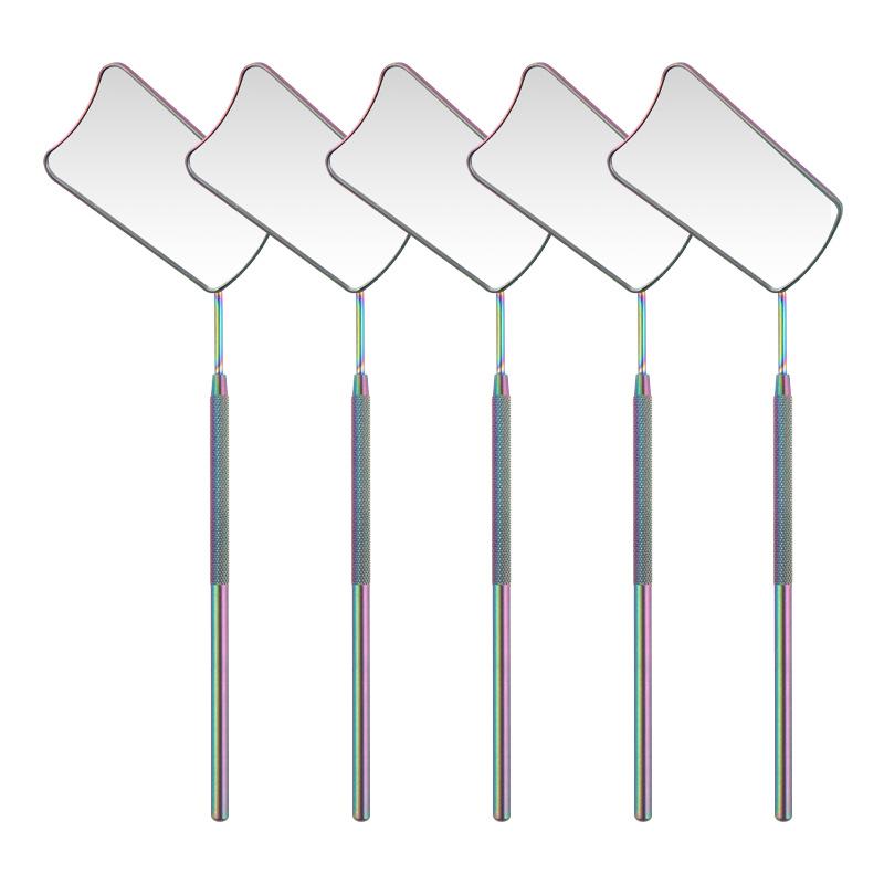 Handheld Stainless Steel Fan-Shaped Lash Inspection Mirror for Eyelash Extensions