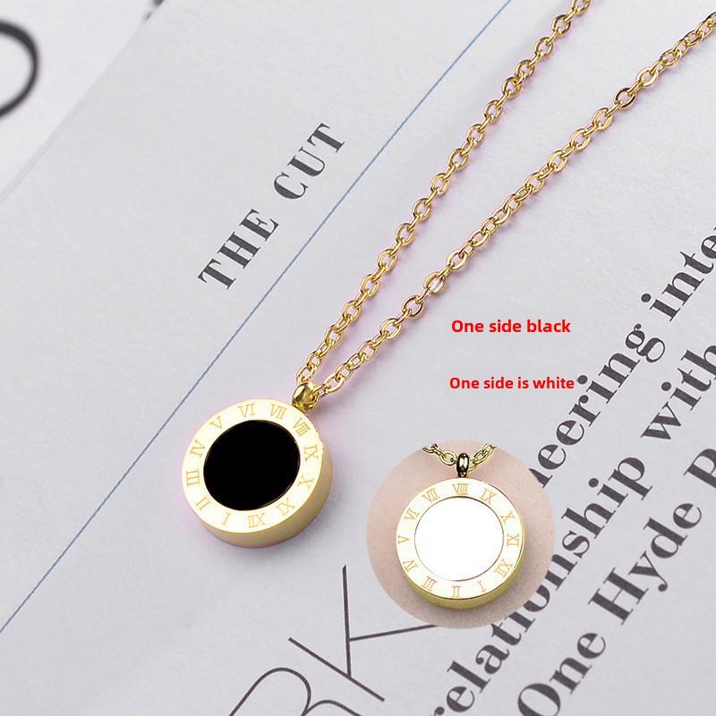 

Высококачественное ожерелье из титановой стали с римскими цифрами для девочек — простой, не выцветающий, черно-белый дизайн