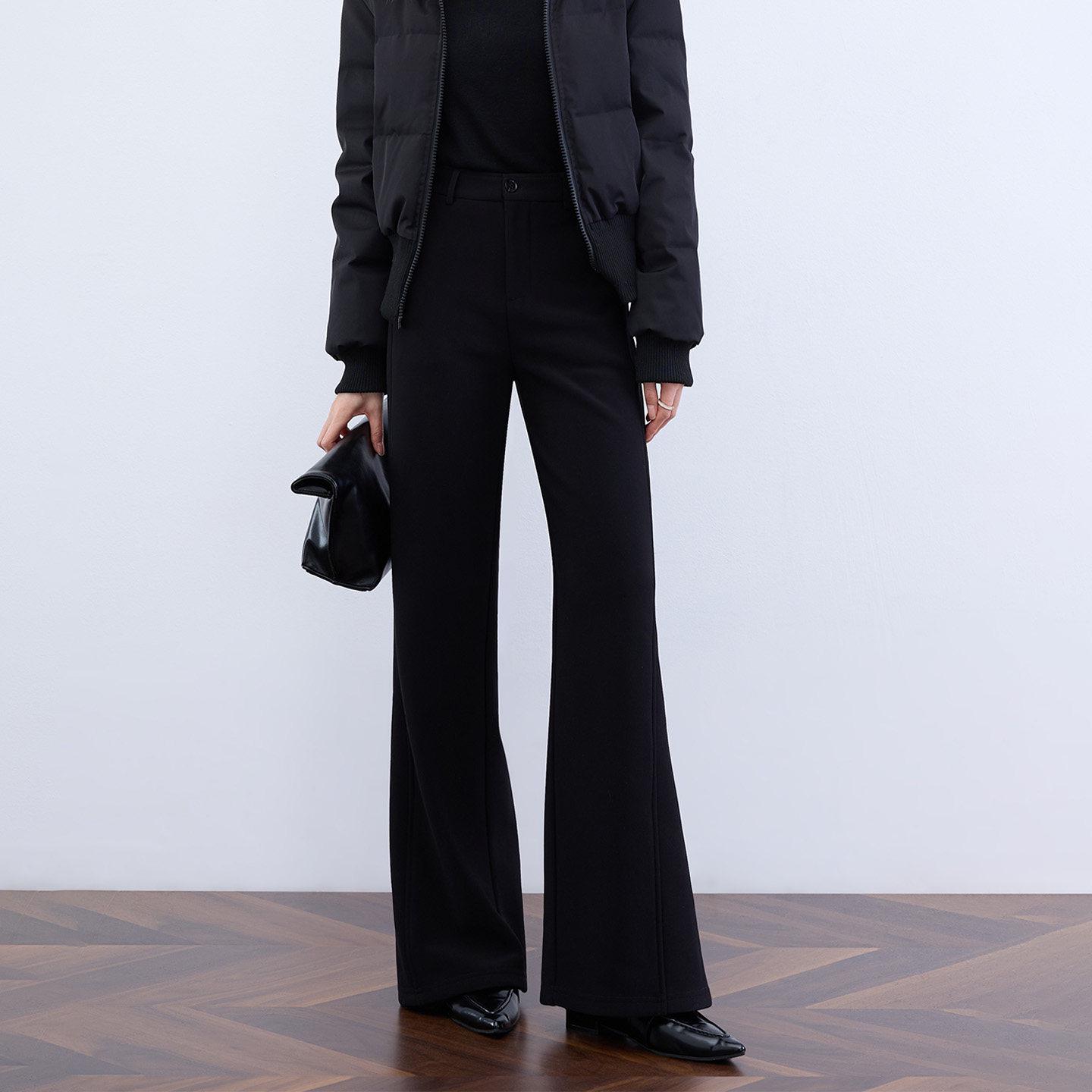 

Women s Black Plus Velvet High Waist Micro Flare Pants, Spring 2026 Collection, Slimming Stretch Bodycon Style, Casual Suit Pants. 26