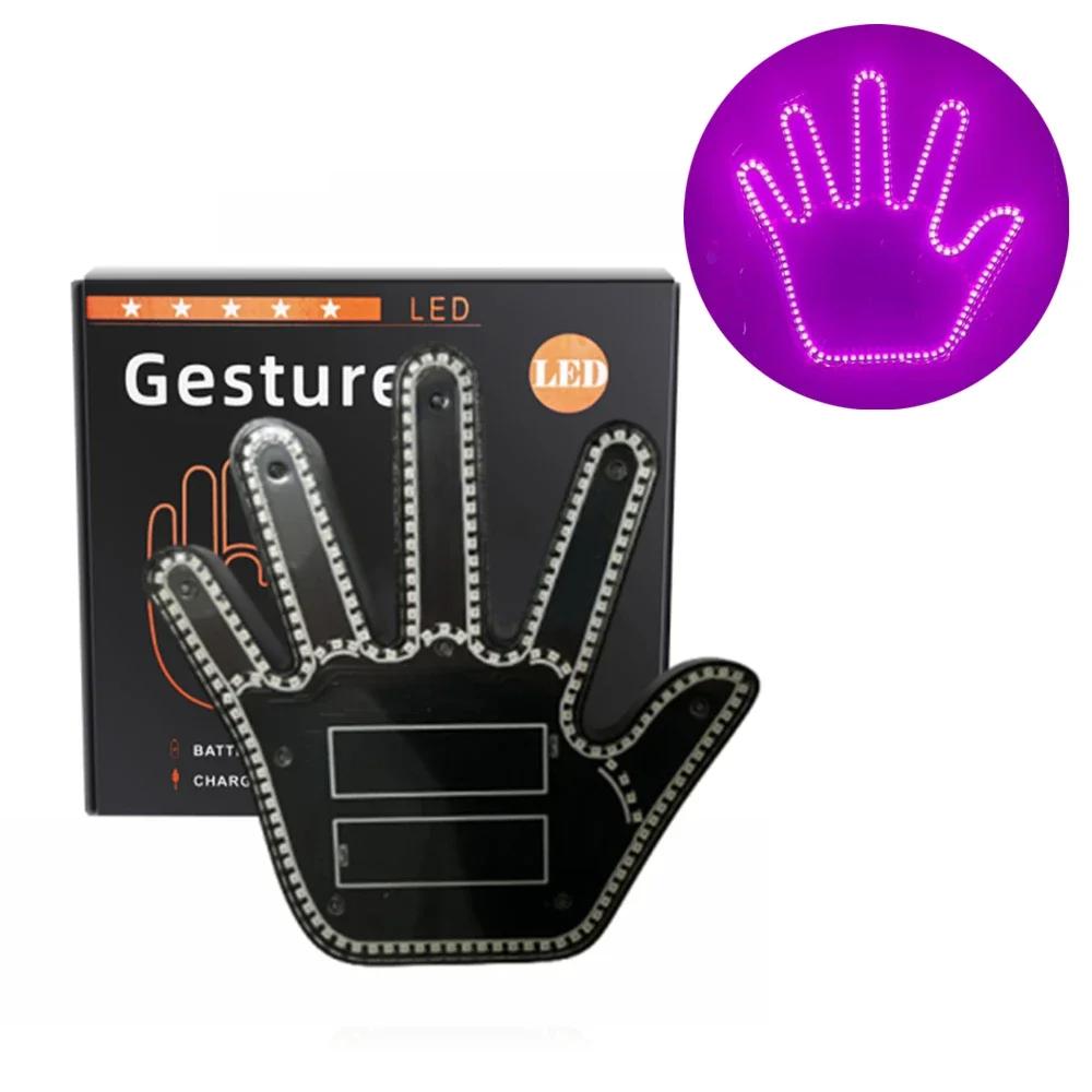 Flip Off Finger Light with Remote Car Guys Gift Truck Car Led Sign LED Hand Gesture Light Up Hand For Car Window